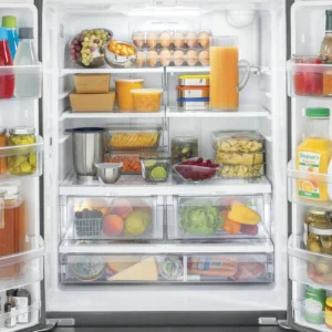 GE 33" Wide Stainless Steel ENERGY STAR 24.7 Cu. Ft. French-Door Refrigerator with Ice Maker and Water Dispenser GNE25JYKFS - New in Box - Image 7