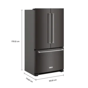 KitchenAid Black Stainless 36 in. 20 cu. ft. Counter Depth French Door Refrigerator with Wood-Look Nesting Shelf and Full Width Pantry Drawer KRFC136RBS - Scratch & Dent (Minor) - Image 7